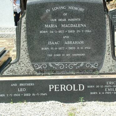 PEROLD Isaac Abraham 1877-1961 &amp; Maria Magdalena 1877-1961