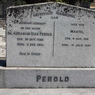 PEROLD Abraham Izak 1880-1941 &amp; Martel 1891-1997