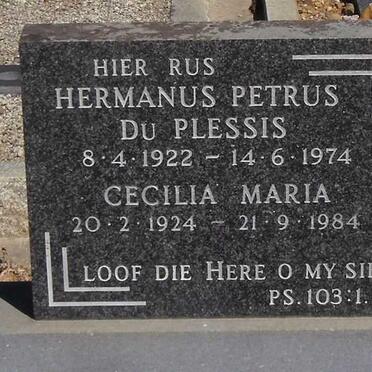 PLESSIS Hermanus Petrus, du 1922-1974 &amp; Cecilia Maria 1924-1984