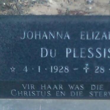 PLESSIS Johanna Elizabeth, du 1928-1991