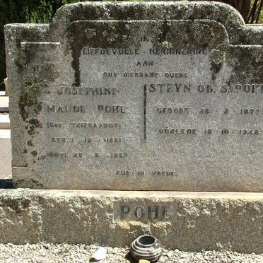 POHL Steyn Ob. S. 1875-1948 &amp; Josephine Maude TRIEGAARDT 1861-1957