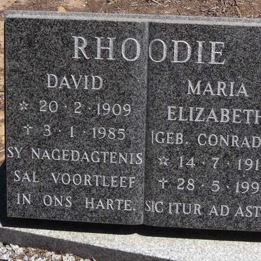 RHOODIE David 1909-1985 &amp; Maria Elizabeth CONRADIE 1910-1998