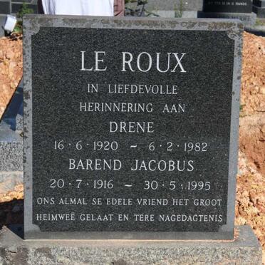 ROUX Barend Jacobus, le 1916-1995 &amp; Drene 1920-1982