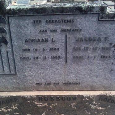 ROSSOUW Adriaan L. 1883-1953 &amp; Jacoba F. 188?-1964