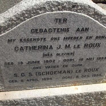 ROUX S.G.S., Le 1894-1985 &amp; Catherina J.M. OLIVIER 1902-1953