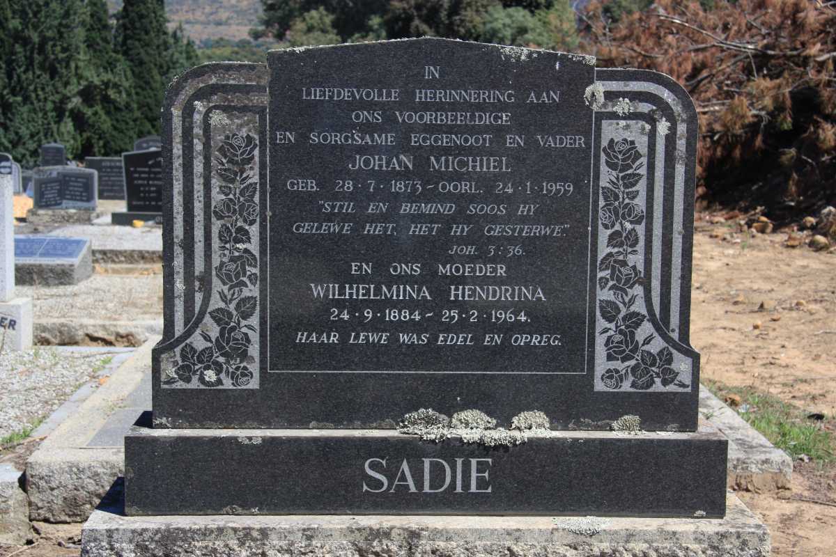 SADIE Johan Michiel 1873-1959 & Wilhelmina Hendrina 1884-1964