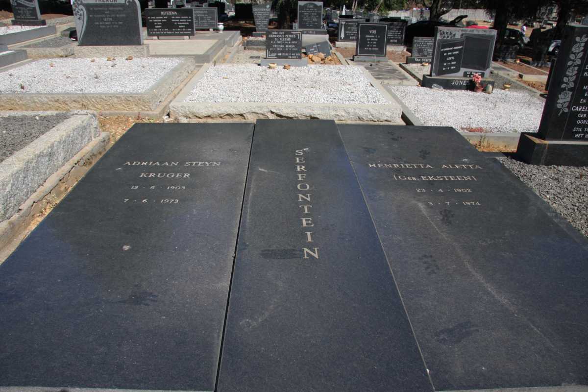 SERFONTEIN Adriaan Steyn Kruger 1903-1973 & Henrietta Aletta EKSTEEN 1902-1974