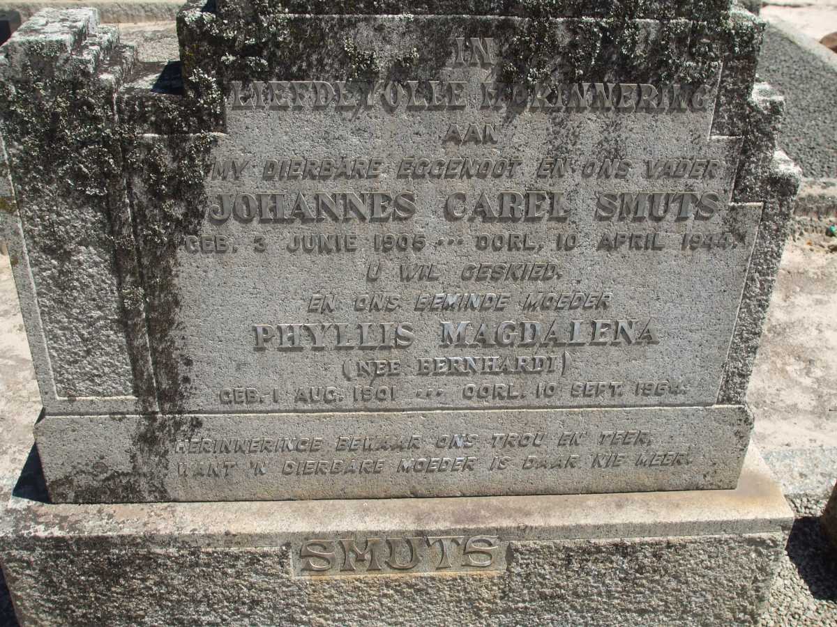 SMUTS Johannes Carel 1905-1944 & Phyllis Magdalena BERNHARDT 1901-1964