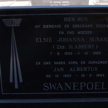 SWANEPOEL Jan Albertus 1903-1994 & Elsie Johanna Susanna SLABBERT 1905-1969