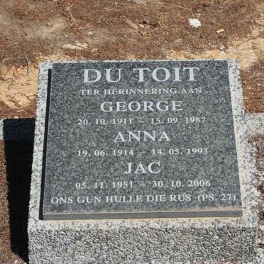 TOIT George, du 1911-1987 &amp; Anna 1914-1993 :: DU TOIT Jac 1951-2006