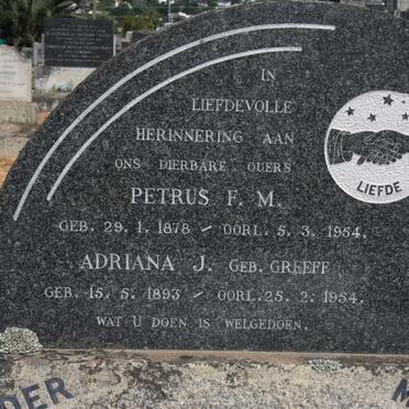 UYS Petrus F.M. 1878-1954 & Adriana J. GREEFF 1893-1954