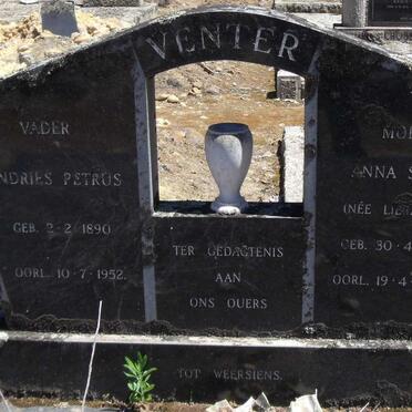 VENTER Andries Petrus 1890-1952 &amp; Anna Sophia LIEBENBERG 1886-1975