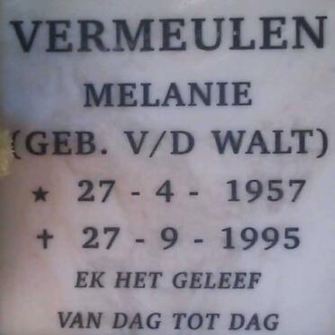 VERMEULEN Melanie nee v.d. WALT 1957-1995