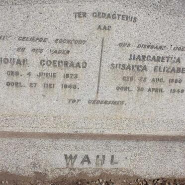 WAHL Johan Coenraad 1873-1948 & Margaretha Susanna Elizabeth 1880-1949