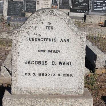 WAHL Jacobus D. 1892-1965
