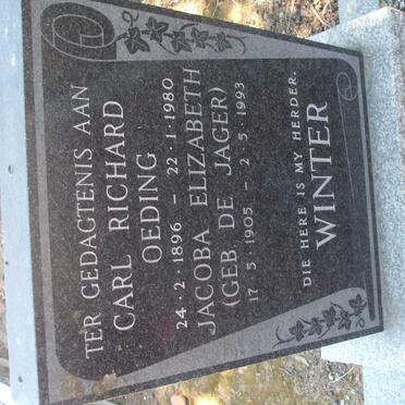 WINTER Carl Richard Oeding 1896-1980 & Jacoba Elizabeth DE JAGER 1905-1993