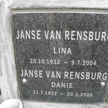 RENSBURG Danie, Janse van 1922-2006 &amp; Lina 1932-2004
