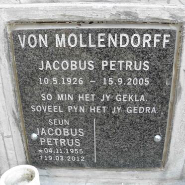 MOLLENDORFF Jacobus Petrus, von 1926-2005 :: VON MOLLENDORFF Jacobus Petrus 1955-2012