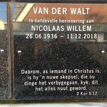 WALT Nicolaas Willem, van der 1936-2018