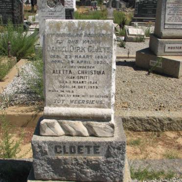CLOETE Daniel Dirk 1884-1930 &amp; Aletta Christina SMIT 1884-1959