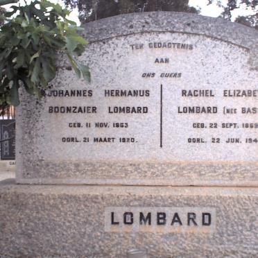 LOMBARD Johannes Hermanus Boonzaier 1863-1920 &amp; Rachel Elizabeth BASSON 1869-1945