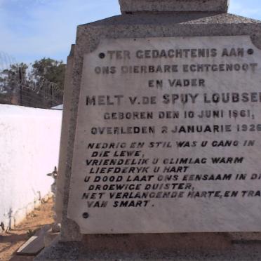 LOUBSER Melt v.d. Spuy 1861-1926