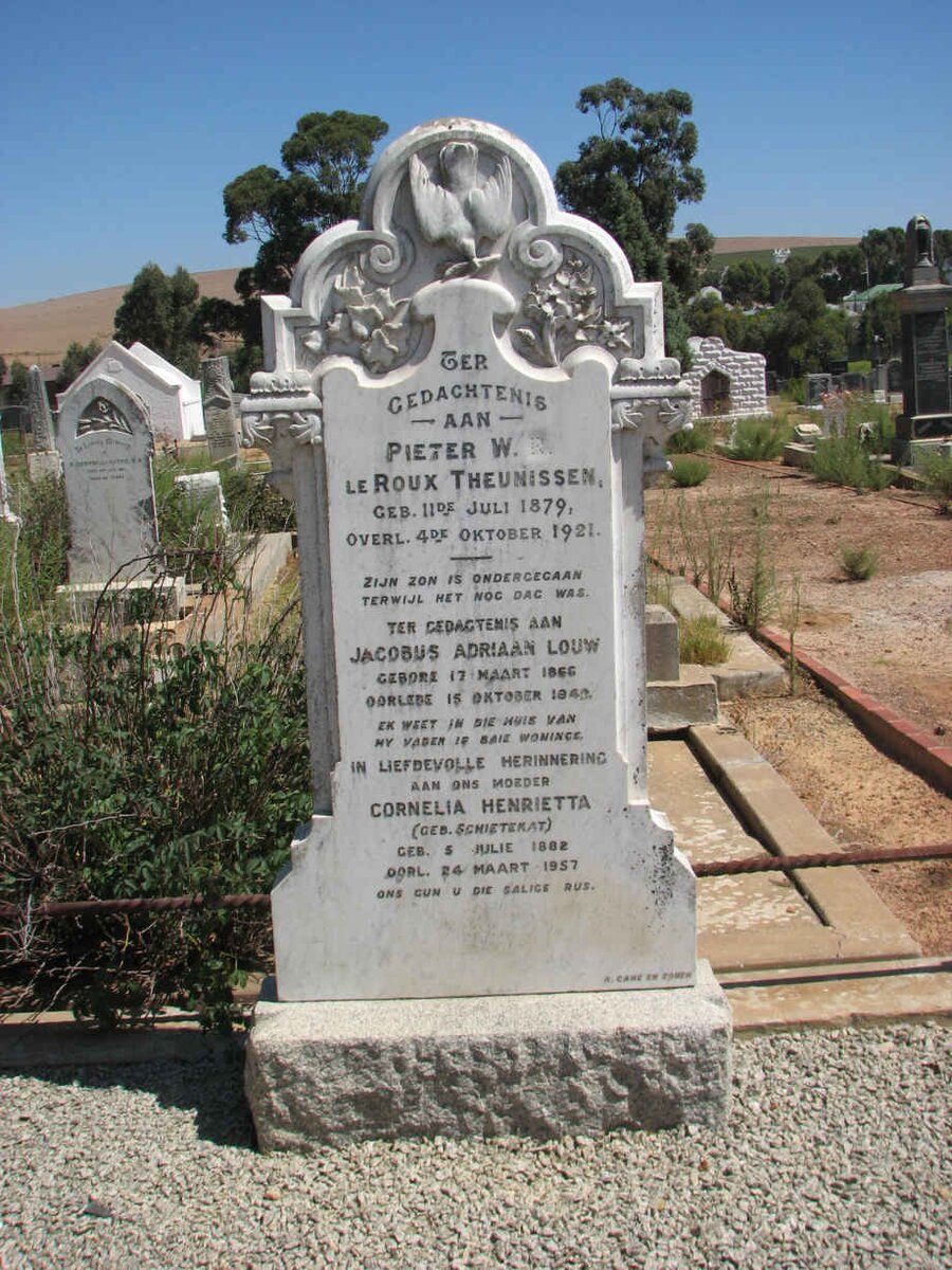 LOUW Jacobus Adriaan 1866-1940 &amp; Cornelia Henrietta SCHIETEKAT 1882-1957 :: THEUNISSEN Pieter W.?. Le Roux 1879-1921