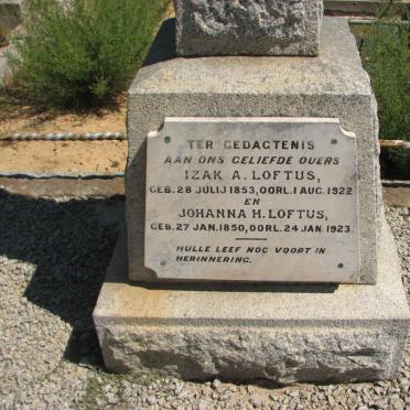 LOFTUS Izak A. 1853-1922 &amp; Johanna H. 1850-1923