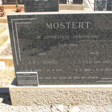 MOSTERT J.P.L. 1895-1971 &amp; L.S. KRIGE 1895-1955