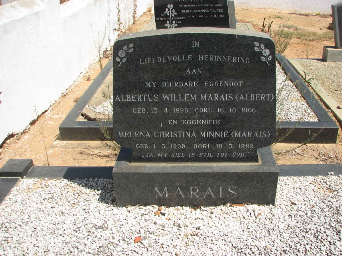 MARAIS Albertus Willem 1899-1966 &amp; Helena Christina Minnie MARAIS 1909-1982