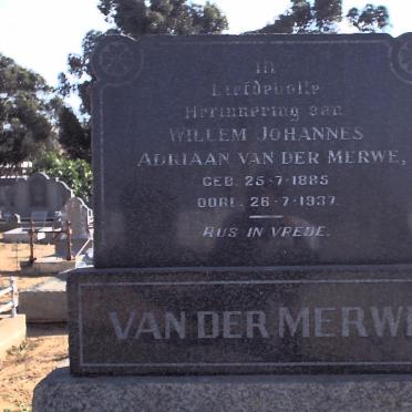 MERWE Willem Johannes Adriaan, van der 1885-1937