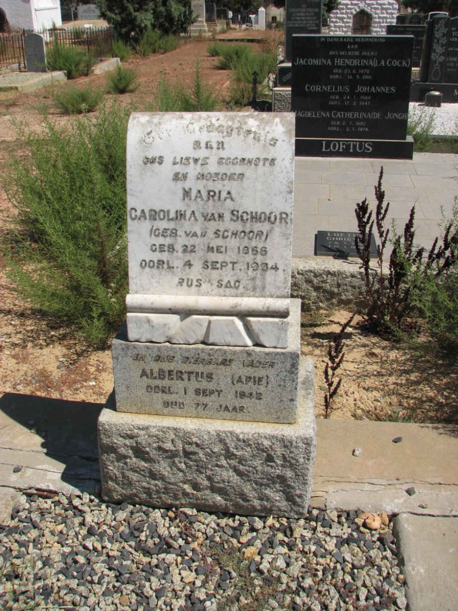 SCHOOR Albertus, van ?-1942 &amp; Maria Carolina VAN SCHOOR 1866-1934