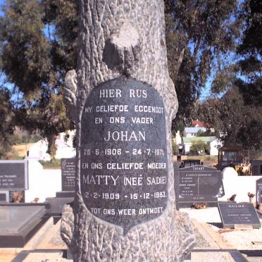 STEYN Johan 1906-1971 &amp; Matty SADIE 1909-1983