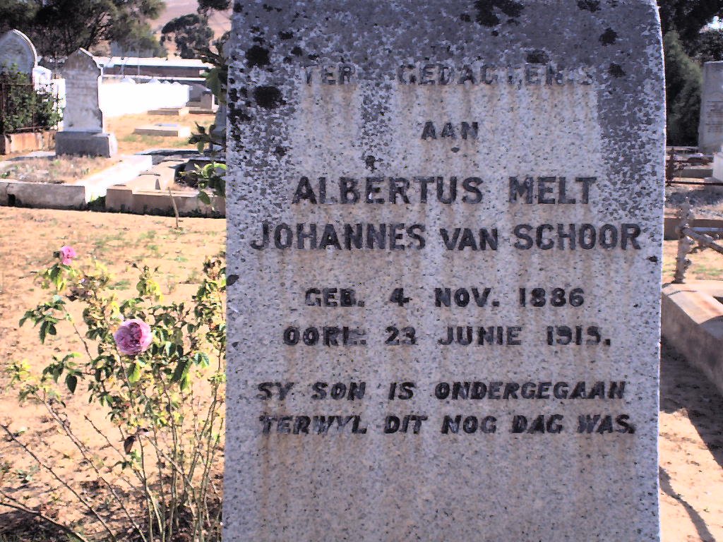 SCHOOR Albertus Melt Johannes, van 1886-1913