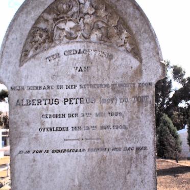 TOIT Albertus Petrus, du 1889-1903