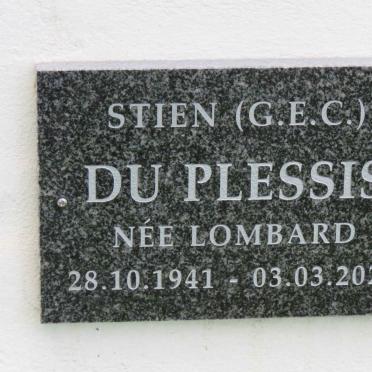 PLESSIS G.E.C., du nee LOMBARD 1941-2020