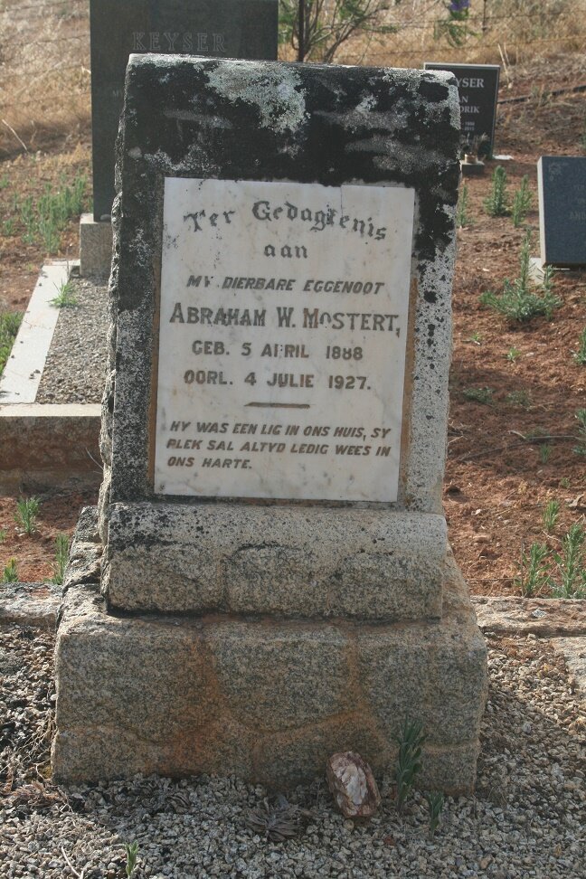 MOSTERT Abraham W. 1888-1927