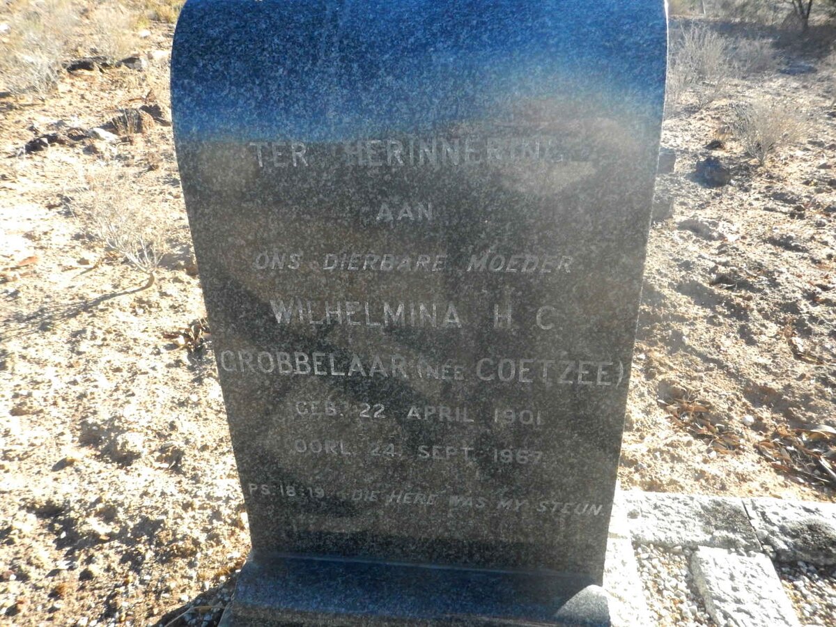 GROBBELAAR Wilhelmina Hendrina Cornelia nee COETZEE 1901-1967