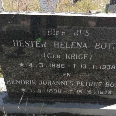 BOTHA Hendrik Johannes Petrus 1890-1975 &amp; Hester Helena KRIGE 1886-1938