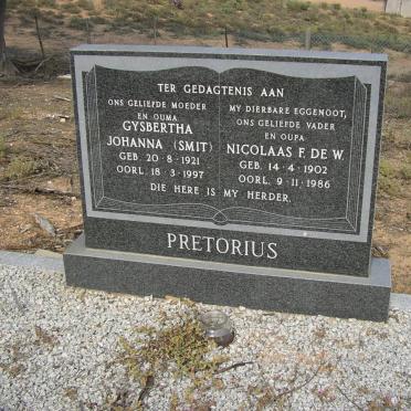 PRETORIUS Nicolaas F. De W. 1902-1986 &amp; Gysbertha Johanna SMIT 1921-1997