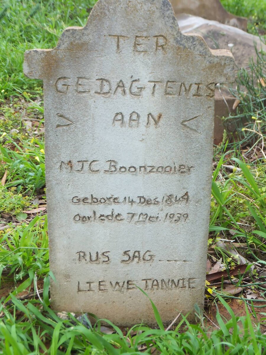 BOONZAAIER M.J.C. 1849-1939