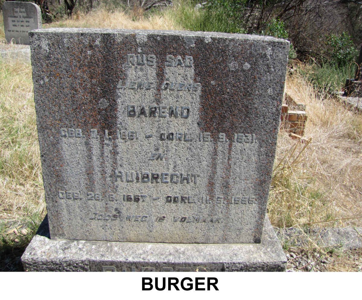 BURGER Barend 1861-1931 &amp; Huibrecht 1867-1955