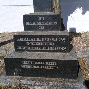 MELCK Elizabeth Wilhelmina nee VAN DER RIET 1858-1918