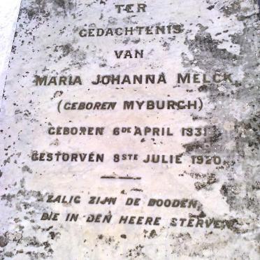 MELCK Maria Johanna nee MYBURGH 1831-1920