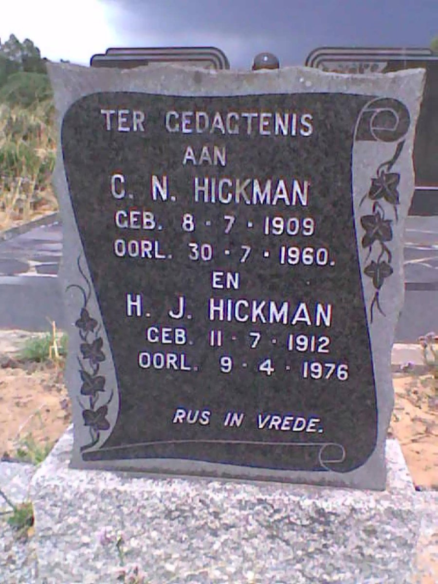 HICKMAN C.N. 1909-1960 &amp; H.J. 1912-1976