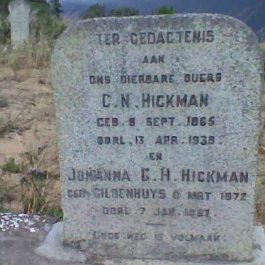 HICKMAN C.N. 1865-1939 &amp; Johanna G.H. GILDENHUYS 1872-1957
