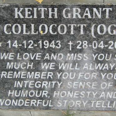 COLLOCOTT Keith Grant 1943-2014
