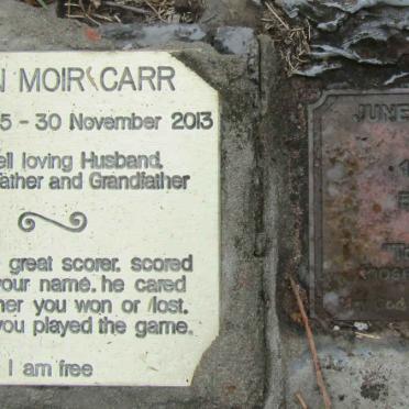CARR John Moir 1935-2013 &amp; June RUDLEDGE 1937-2008