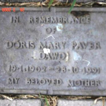 PAVER Doris Mary nee DAWD 1902-1991
