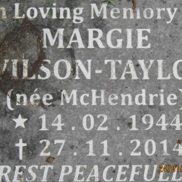TAYLOR Margie, WILSON nee McHENDRIE 1944-2014